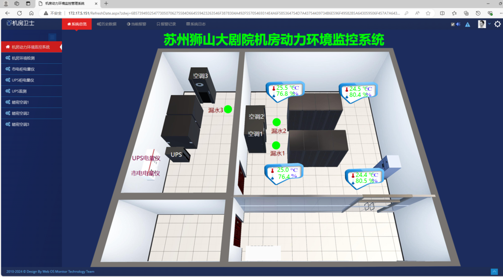 苏州狮山大剧院安装梦盾环境监控3D图